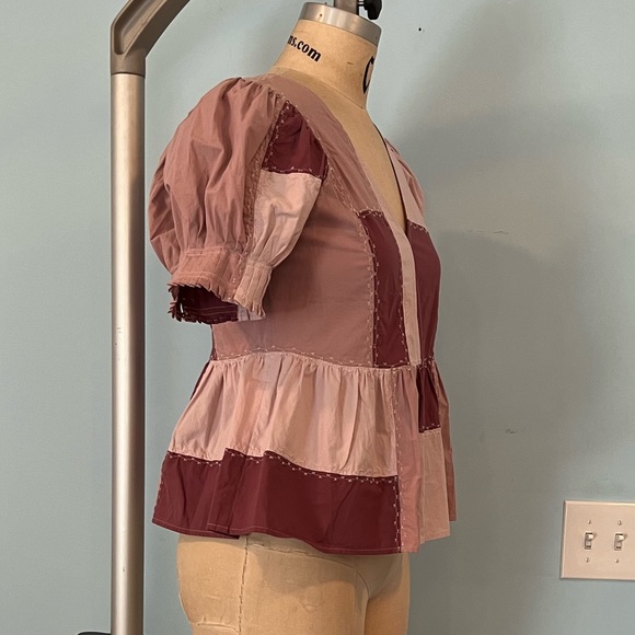 NWOT Madewell Signature Poplin Patchwork Peplum Top - Size Medium - Purp… - Picture 7 of 10